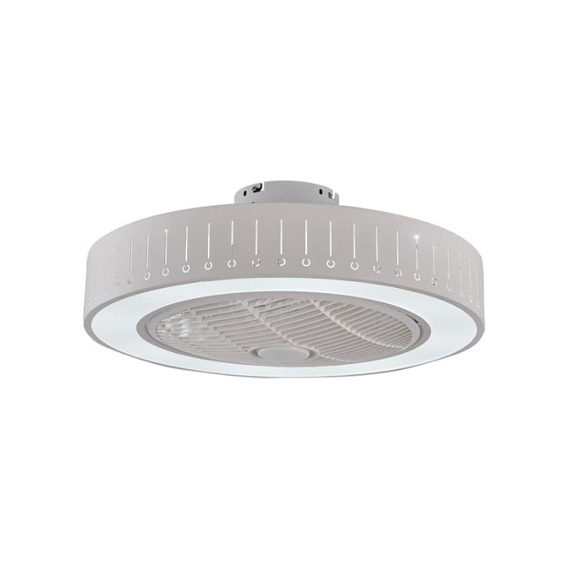 Acryl weiß hängende Lüfterlampe Runde LED 21,5 "Weitminimalismus Halbflush -Deckenleuchte mit 4 Klingen
