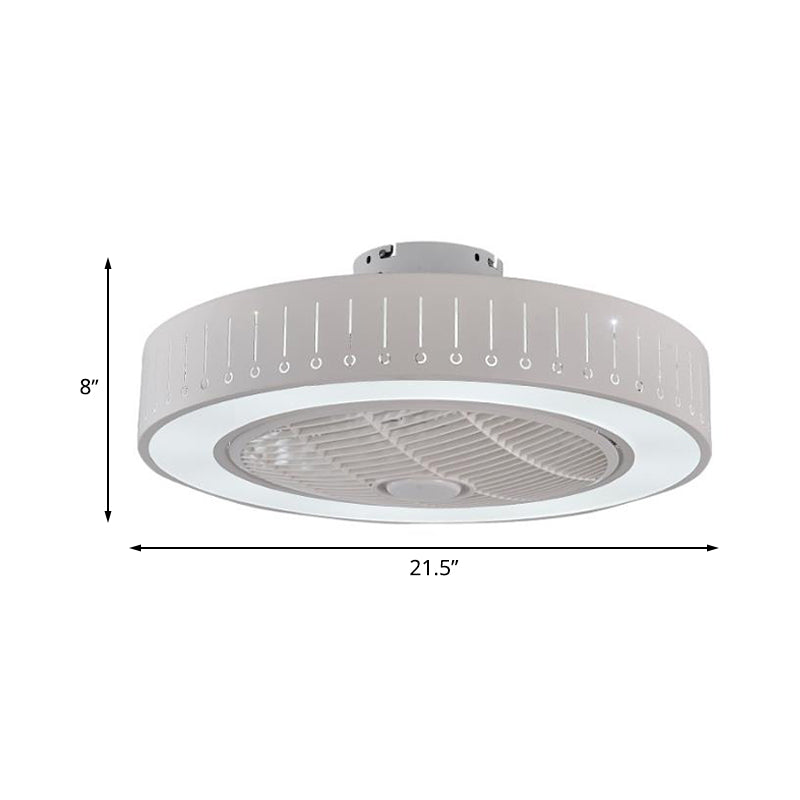 Acryl weiß hängende Lüfterlampe Runde LED 21,5 "Weitminimalismus Halbflush -Deckenleuchte mit 4 Klingen