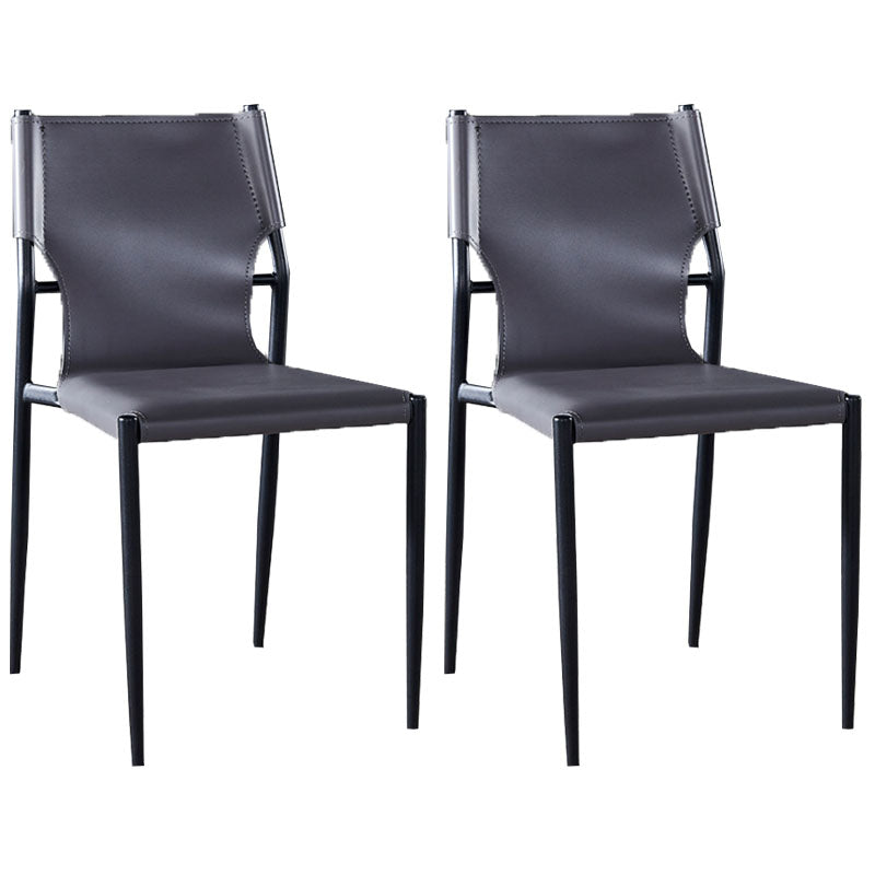 Silla con respaldo sólido sin brazos de estilo industrial para cocina, silla lateral de comedor de cuero