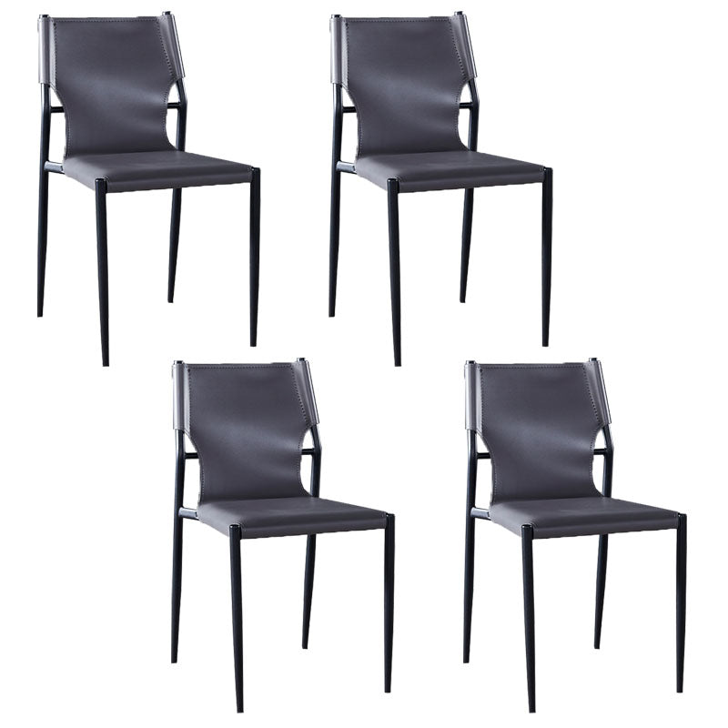Silla con respaldo sólido sin brazos de estilo industrial para cocina, silla lateral de comedor de cuero