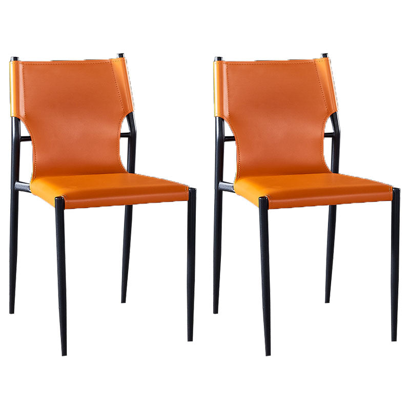 Silla con respaldo sólido sin brazos de estilo industrial para cocina, silla lateral de comedor de cuero