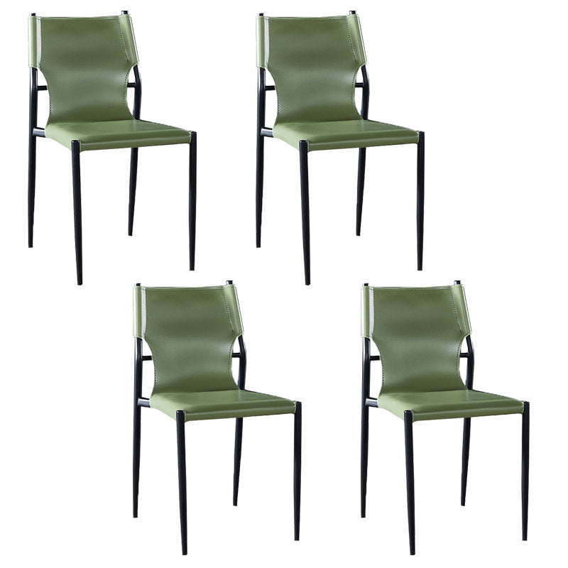 Silla con respaldo sólido sin brazos de estilo industrial para cocina, silla lateral de comedor de cuero