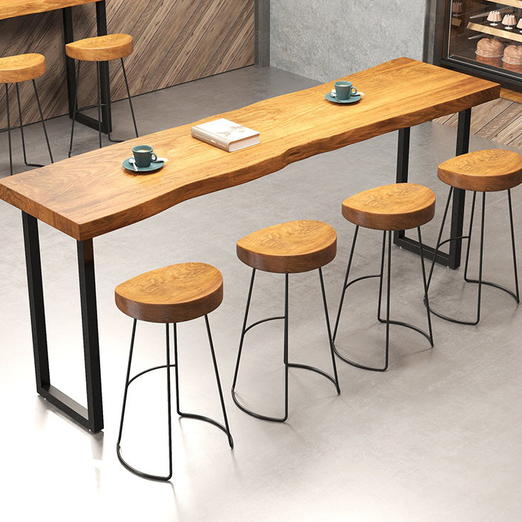 Specialty Brown Modern Style Bar Table Solid Wood and Iron Coffee Shop Bar Table