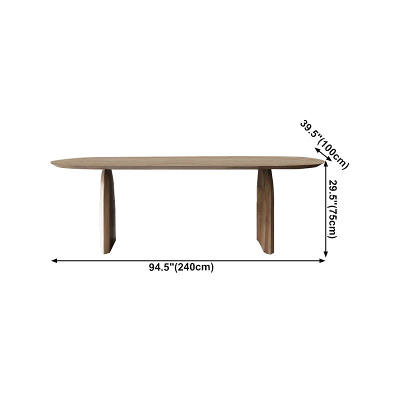 Modern Indoor Pine Wood Table for Restaurant Oval Dining Table with Double Pedestal