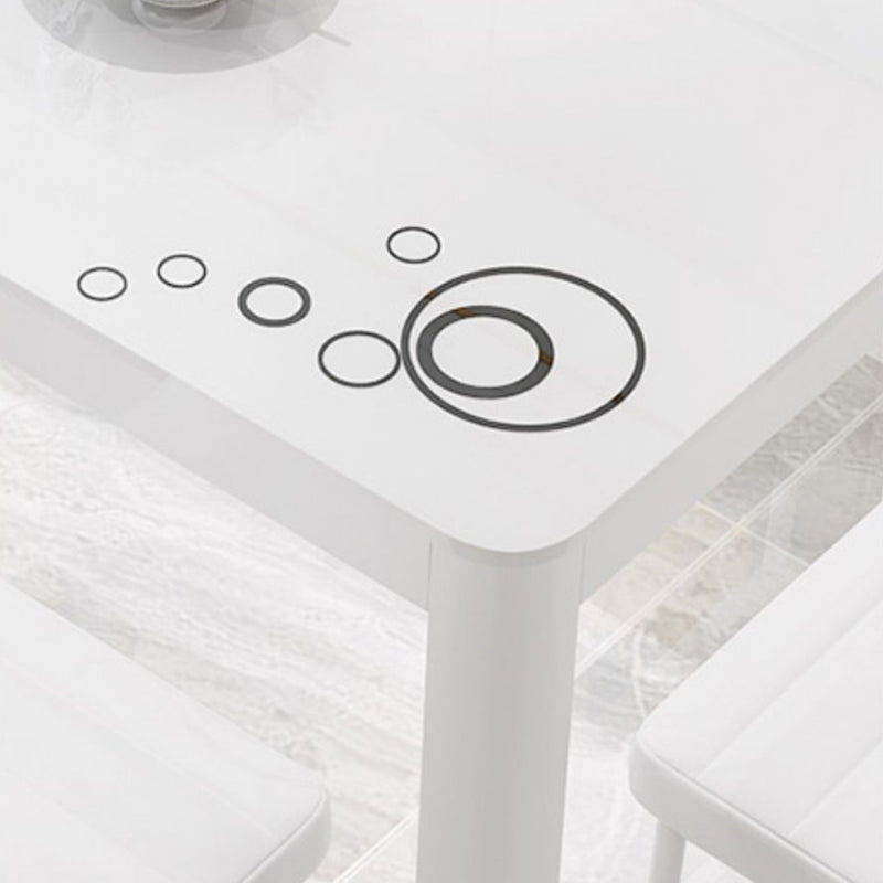 Glass Top Dining Table Modern Rectangle Dining Table with 4 Legs
