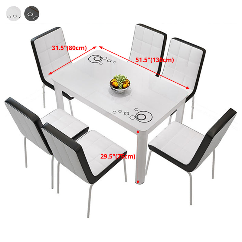 Glass Top Dining Table Modern Rectangle Dining Table with 4 Legs