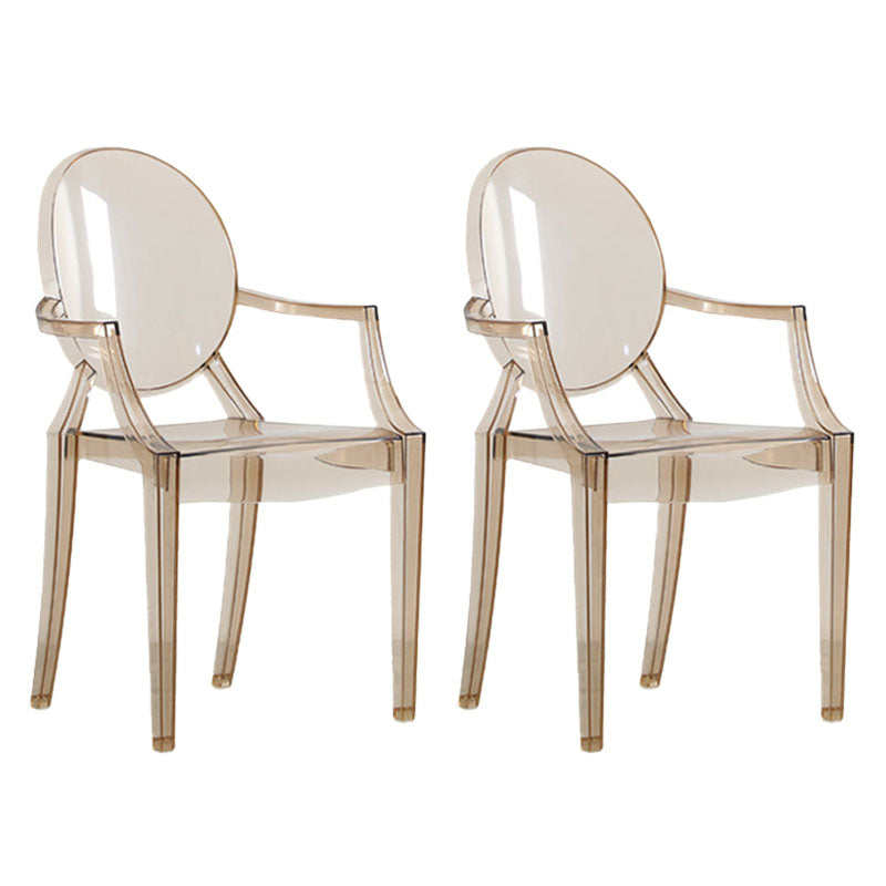 Silla lateral plástica apilable de comedor con parte posterior abierta del brazo de diseño nórdico