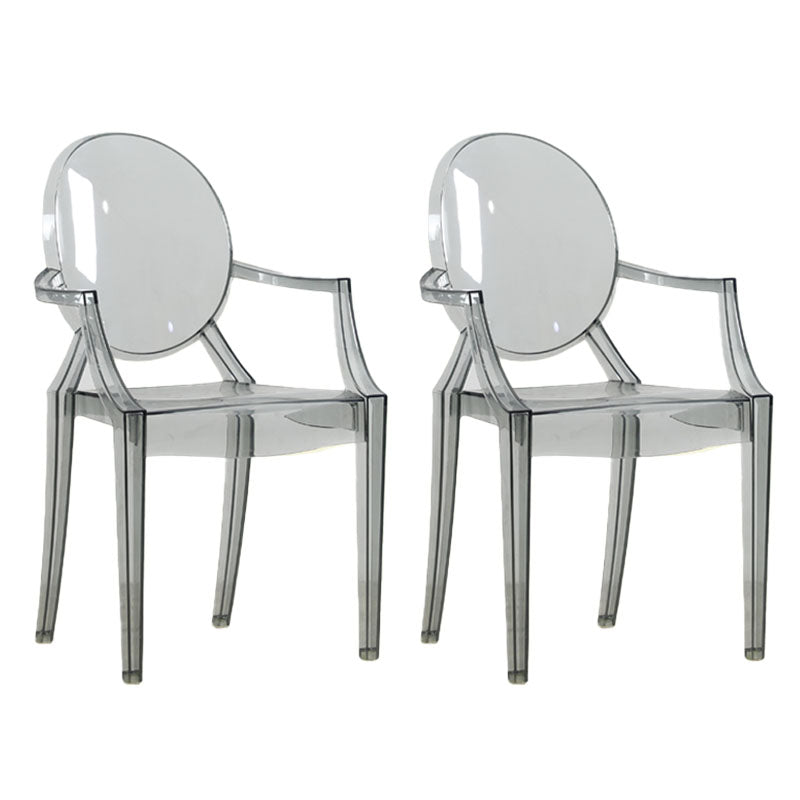 Silla lateral plástica apilable de comedor con parte posterior abierta del brazo de diseño nórdico