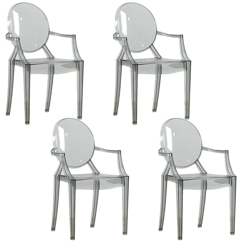 Silla lateral plástica apilable de comedor con parte posterior abierta del brazo de diseño nórdico