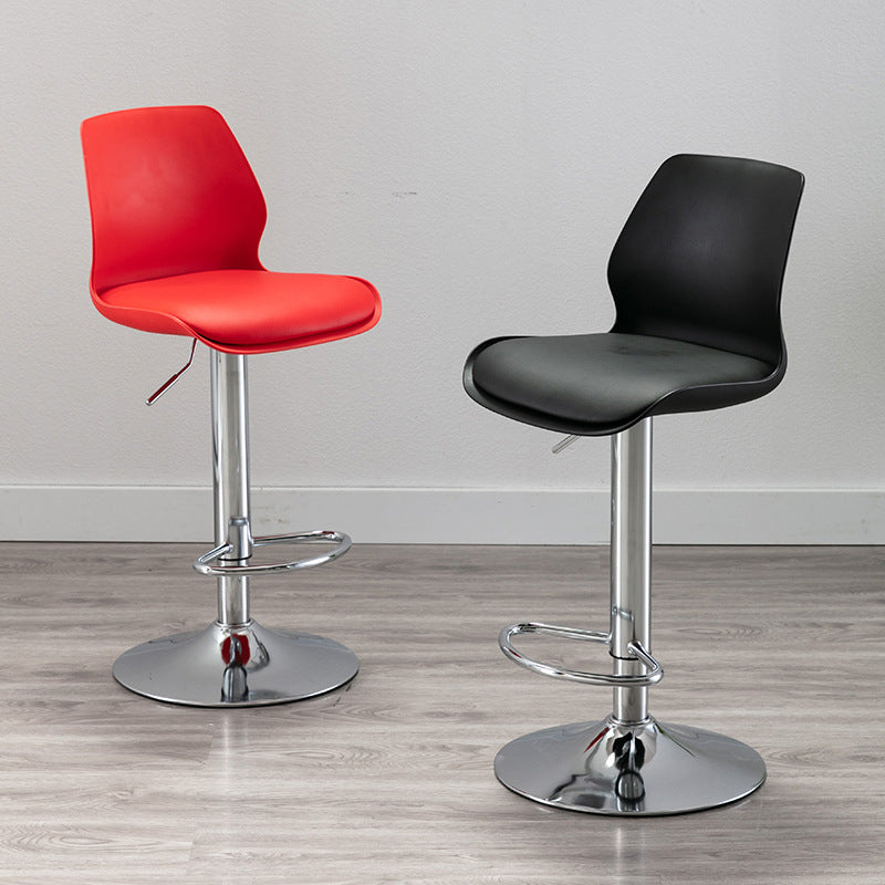 Height Adjustable Leather Barstool Industrial Counter Stool with Backrest