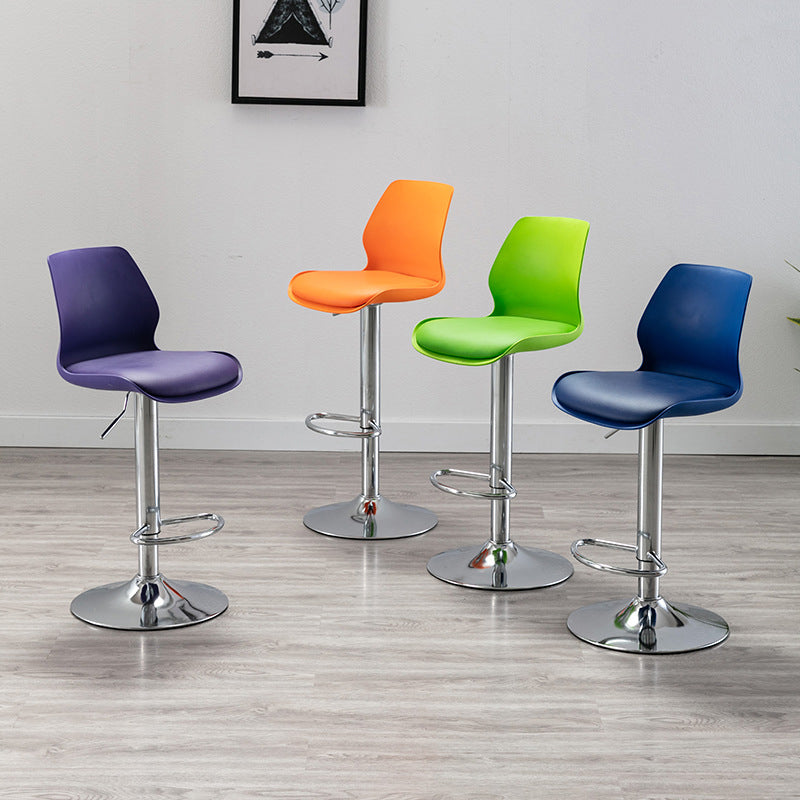 Height Adjustable Leather Barstool Industrial Counter Stool with Backrest