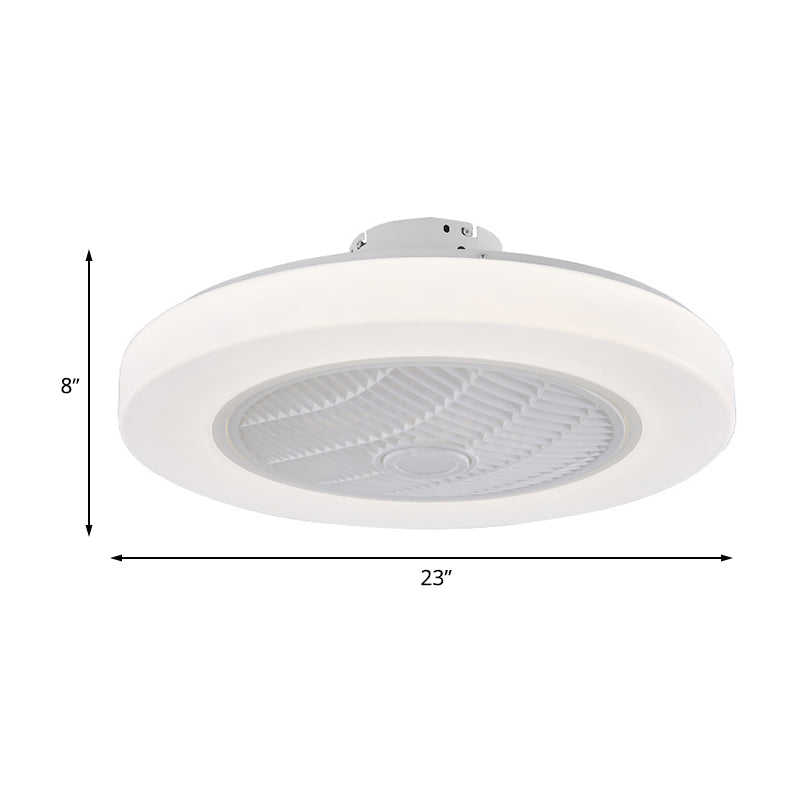 Zeitgenössischer Kreis Anhänger Lüfterbeleuchtung LED Acryl -halb Flush Deckenleuchte in Weiß mit 3 Klingen, 23 "breit