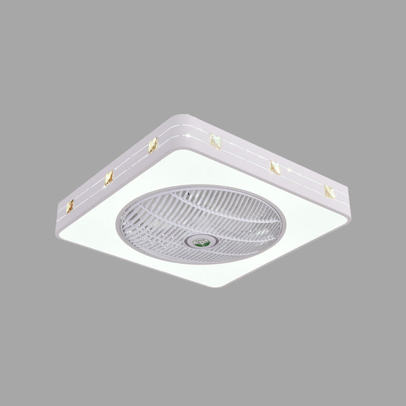 Lumo a soffitto semifulto a filo a filo largo da 21,5 "Lumo per ventola a sospensione di metallo quadrato moderno in bianco, 3 lame