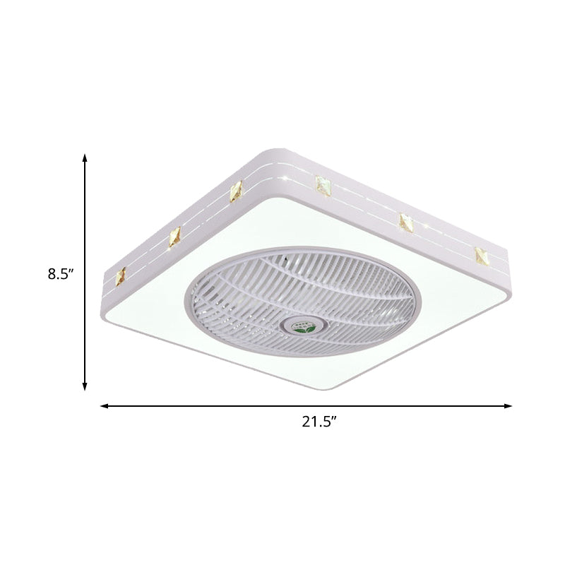 21,5 "" LED de large LED à chasse à chasse plafonnier plafond moderne Métal de métal de la lampe à fans suspendue en blanc, 3 lames