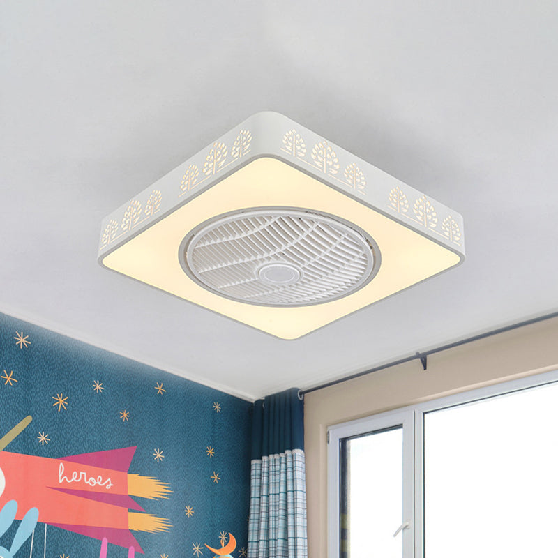 Éventail de ventilateur en acrylique linéaire / arbre LED SIMPLE LED CHAMBRE SEMI FUX FUX MONT ARMILATION EN BLANC avec 3 lames, 21,5 "W