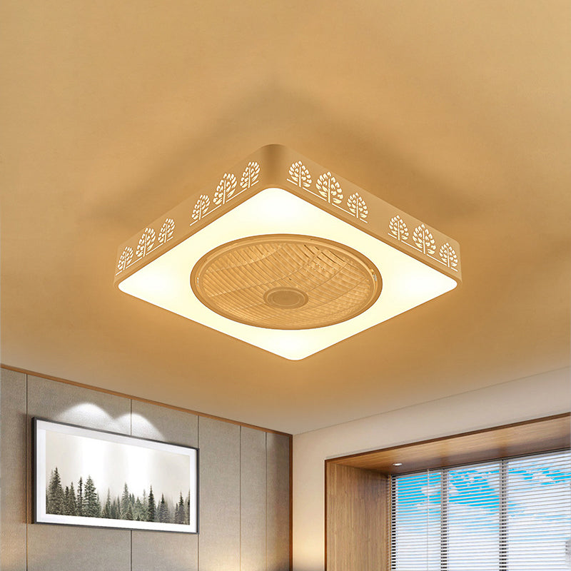 Éventail de ventilateur en acrylique linéaire / arbre LED SIMPLE LED CHAMBRE SEMI FUX FUX MONT ARMILATION EN BLANC avec 3 lames, 21,5 "W