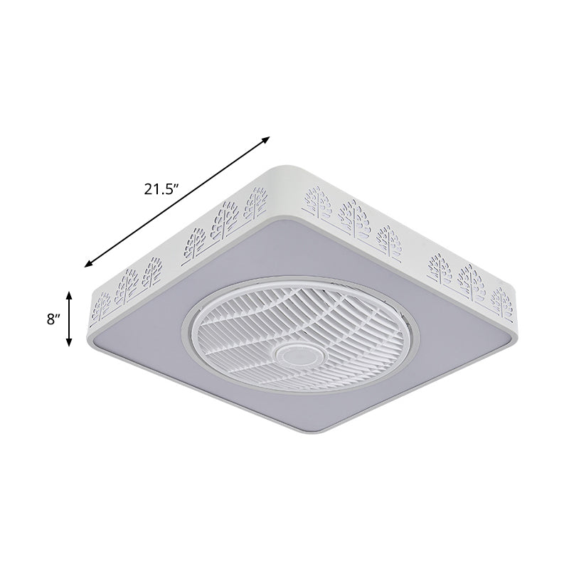 Éventail de ventilateur en acrylique linéaire / arbre LED SIMPLE LED CHAMBRE SEMI FUX FUX MONT ARMILATION EN BLANC avec 3 lames, 21,5 "W