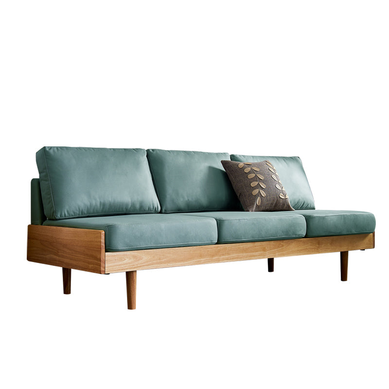 Contemporary Slipcovered Faux Leather Sofa Armless Sofa with Loose Back