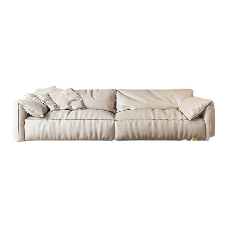 Pillow Armrest Down/latex Upholstery Imitation Leather Upholstery Beige Rectangular Sofa
