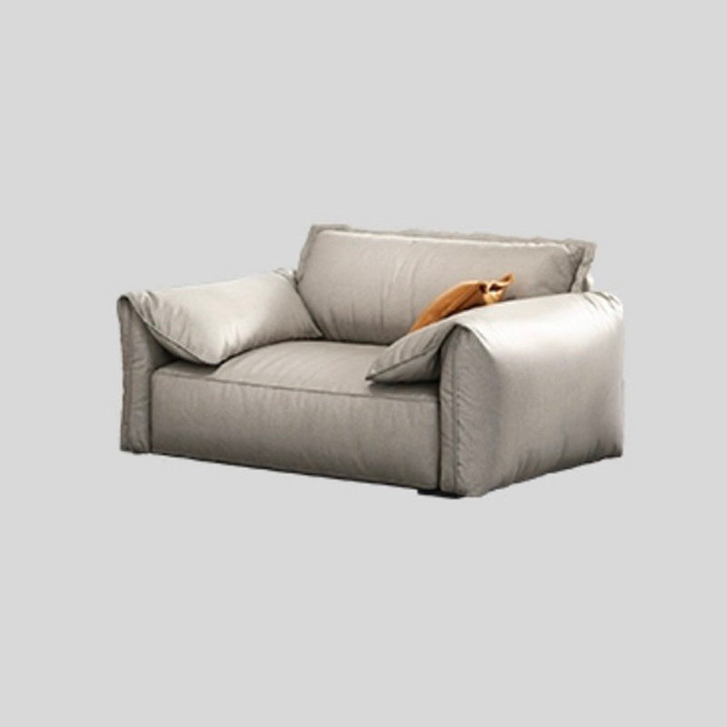 Pillow Armrest Down/latex Upholstery Imitation Leather Upholstery Beige Rectangular Sofa