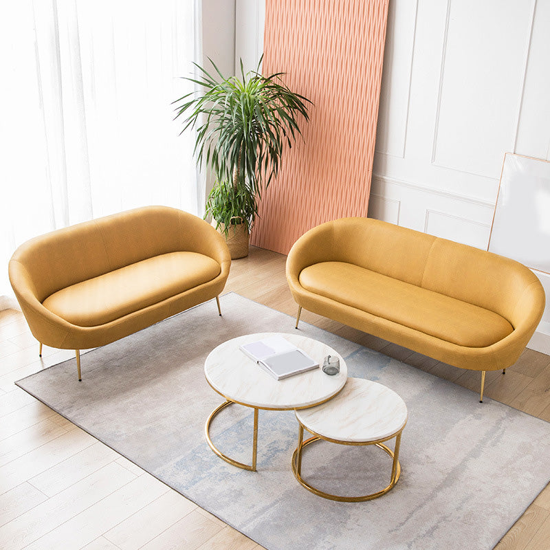 Sofa en cuir faux milieu du siècle moderne 30,31 "Sofa courbe de haut