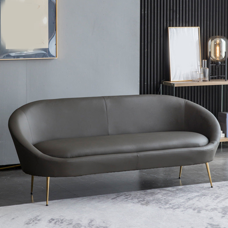 Sofa en cuir faux milieu du siècle moderne 30,31 "Sofa courbe de haut