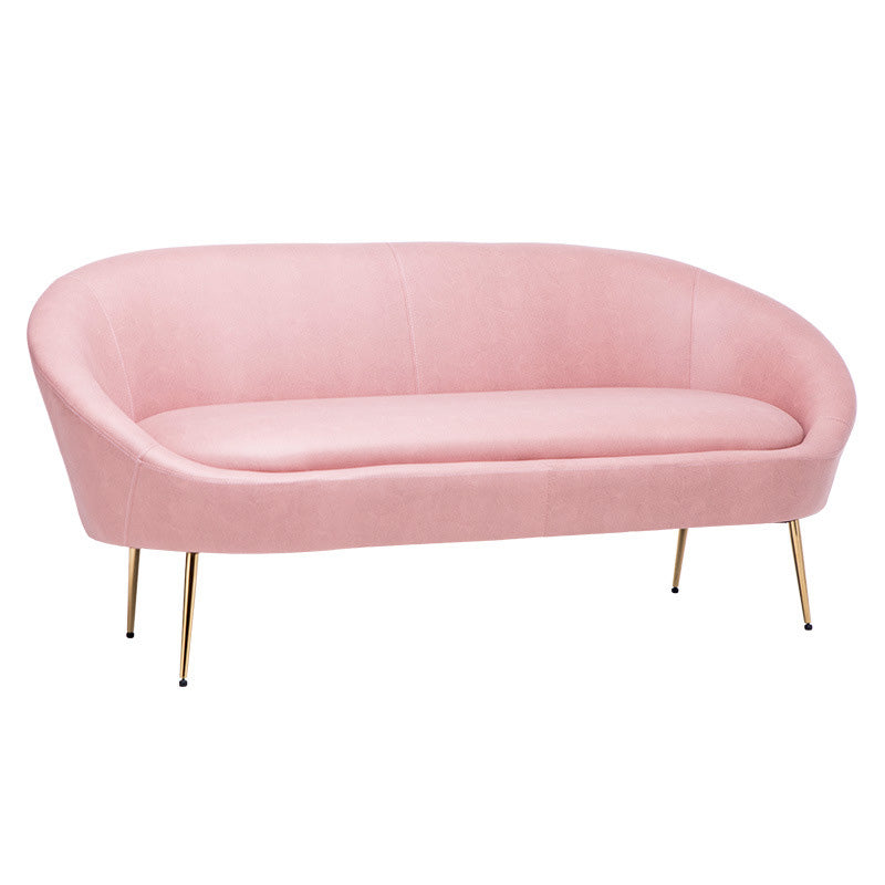 Sofa en cuir faux milieu du siècle moderne 30,31 "Sofa courbe de haut