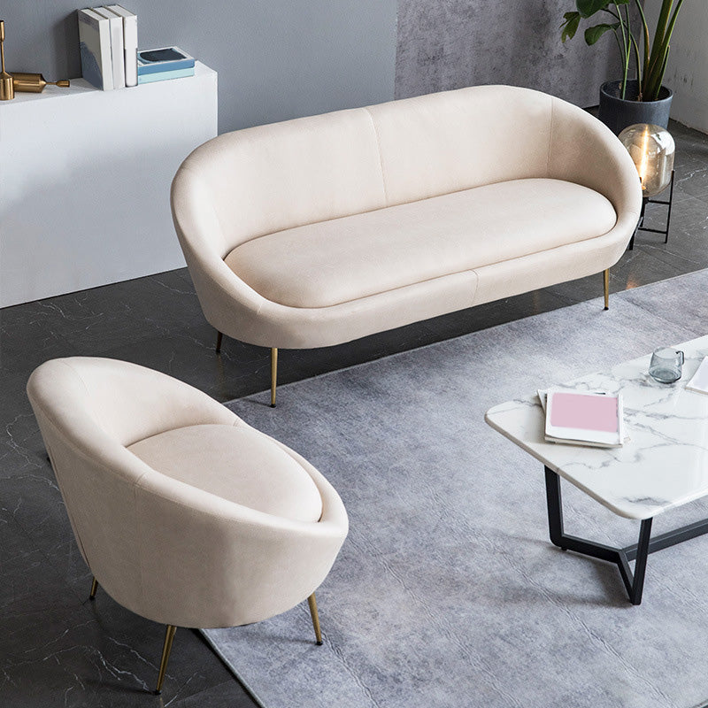 Sofa en cuir faux milieu du siècle moderne 30,31 "Sofa courbe de haut