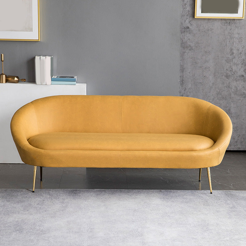Sofa en cuir faux milieu du siècle moderne 30,31 "Sofa courbe de haut