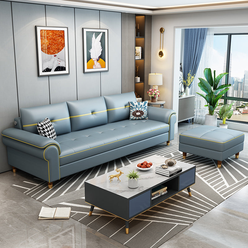 Faux Leather Modern Sofa 31.49"W Pillow Top Arm Sofa for Living Room