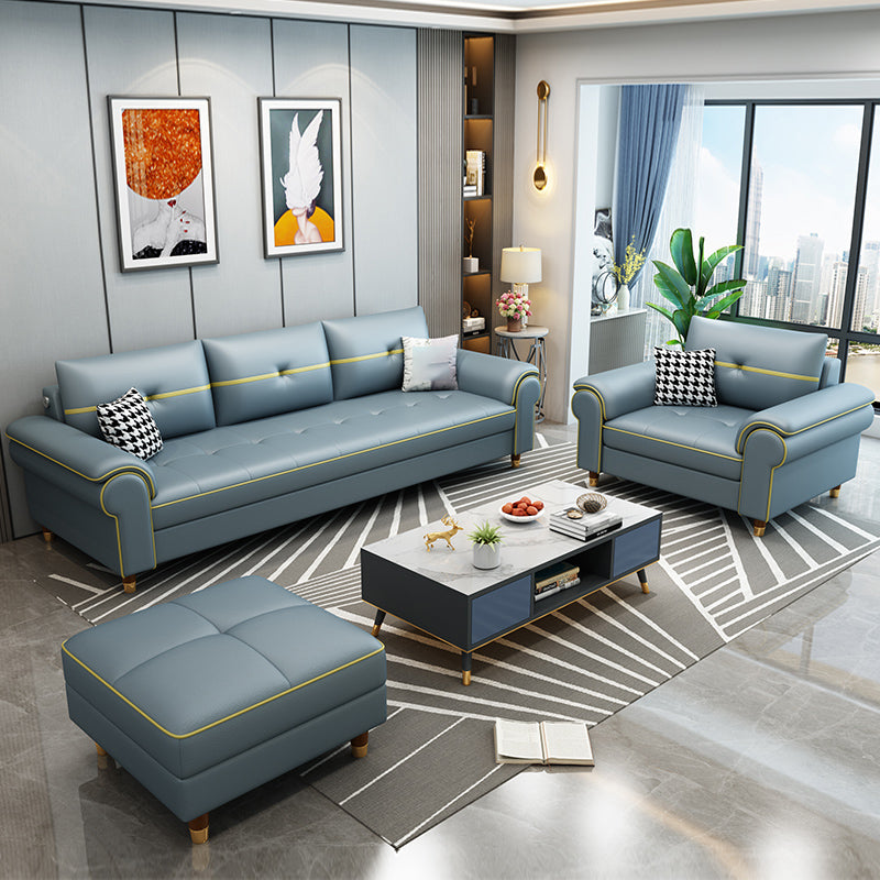 Faux Leather Modern Sofa 31.49"W Pillow Top Arm Sofa for Living Room