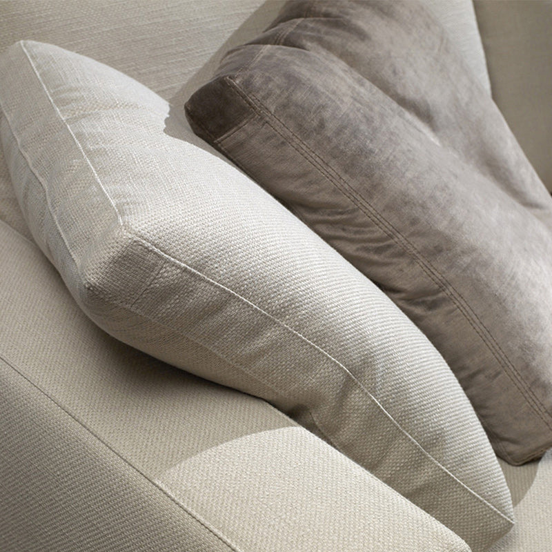Creamy White Square Arm Contemporary Sofa with Loose Back with Multiple Cushions
