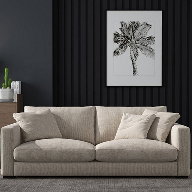 Creamy White Square Arm Contemporary Sofa with Loose Back with Multiple Cushions