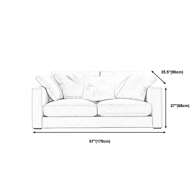 Creamy White Square Arm Contemporary Sofa with Loose Back with Multiple Cushions