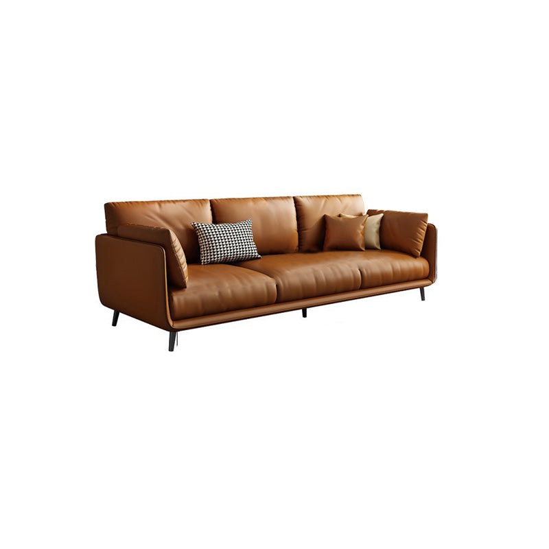 Pillow Armrest Latex Seat Imitation Leather & Leather Upholstered Rectangular Sofa