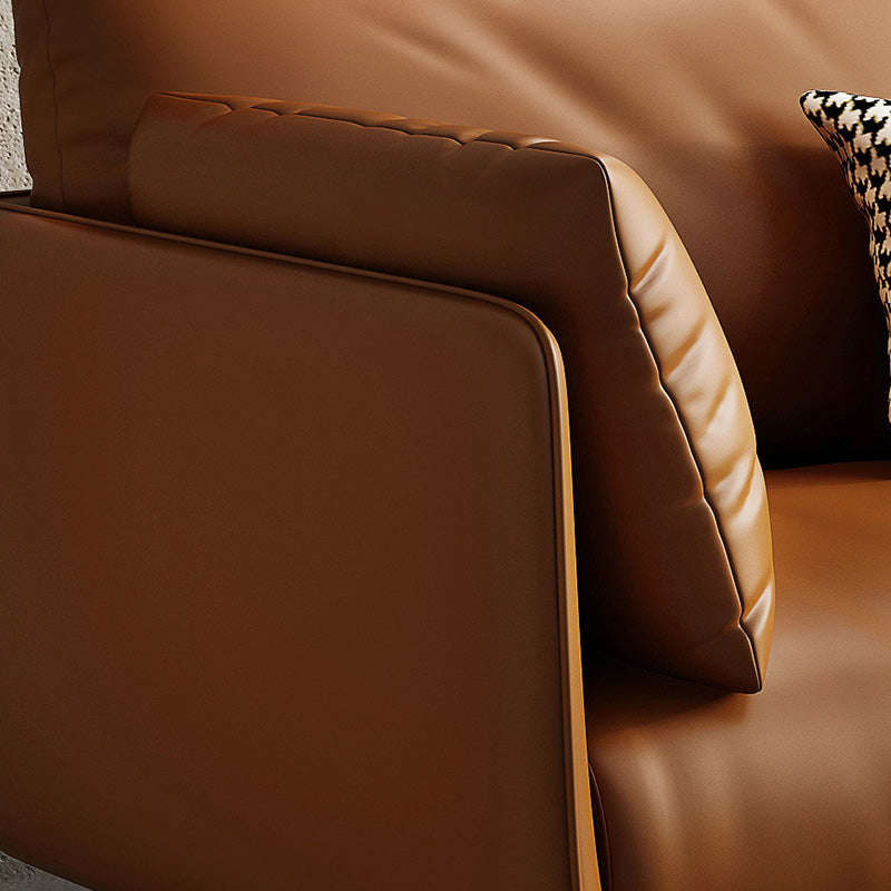 Pillow Armrest Latex Seat Imitation Leather & Leather Upholstered Rectangular Sofa