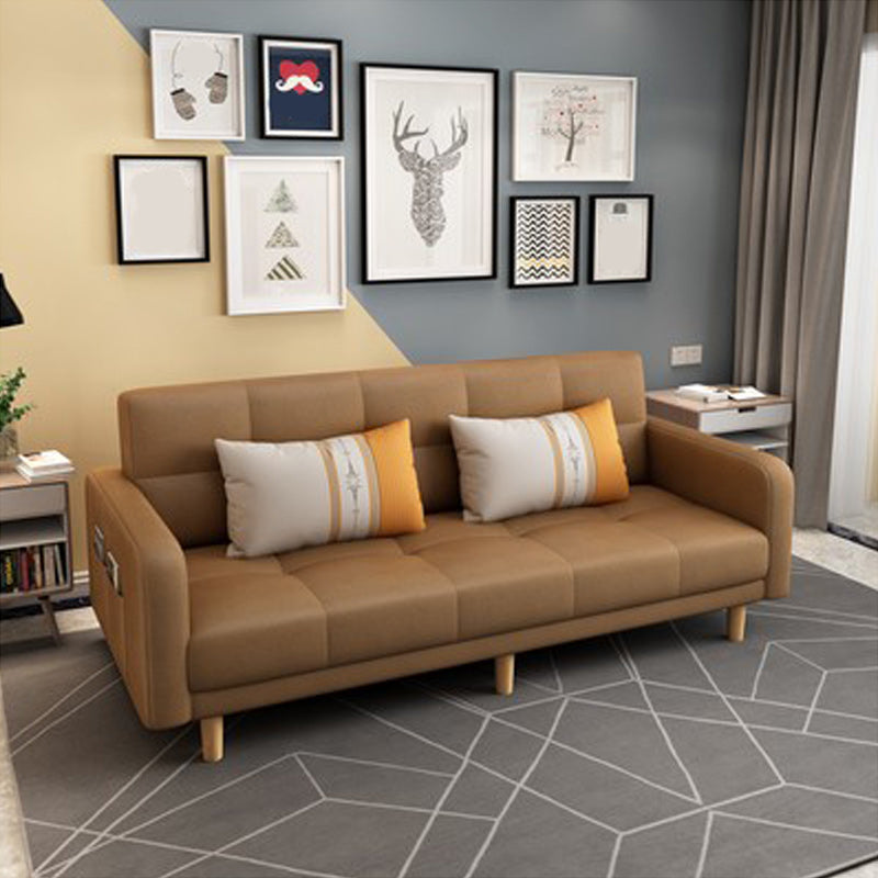 Foldable Biscuit Back Square Arm Modern Sofa with Convertible Sleeper