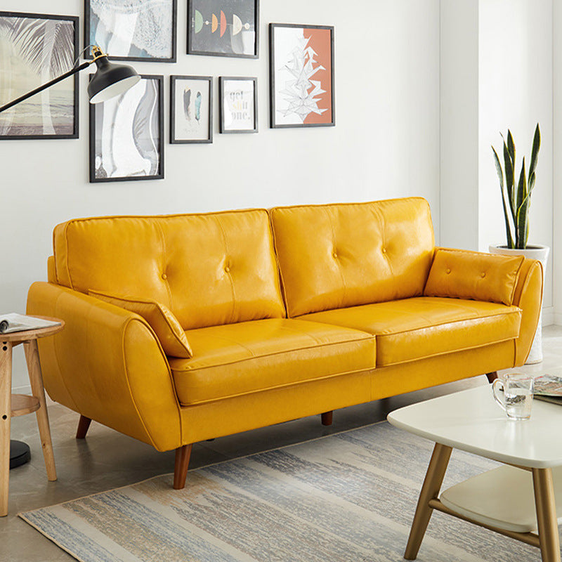 Faux Ledersofa ausgestoßen Armknopf getuftet lose Rückensofa für Wohnzimmer