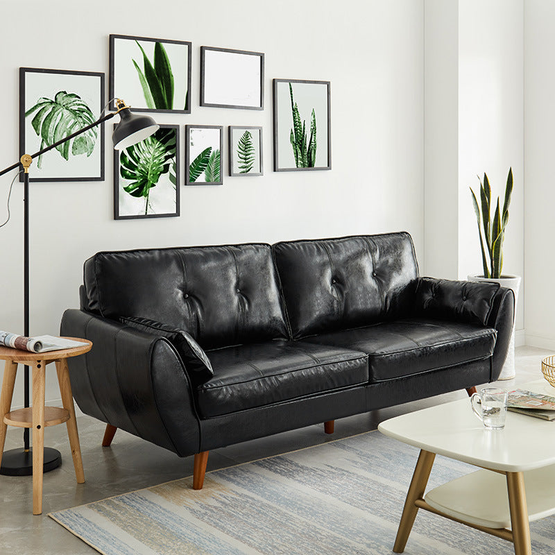 Faux Ledersofa ausgestoßen Armknopf getuftet lose Rückensofa für Wohnzimmer