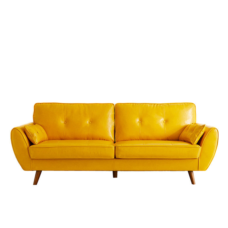 Faux Ledersofa ausgestoßen Armknopf getuftet lose Rückensofa für Wohnzimmer