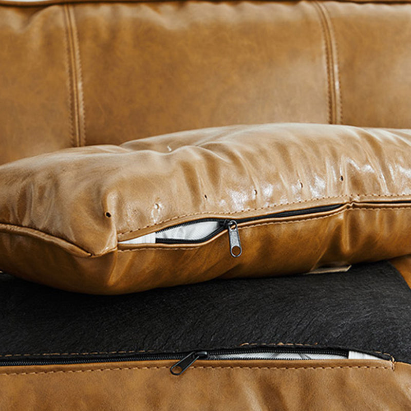 Faux Ledersofa ausgestoßen Armknopf getuftet lose Rückensofa für Wohnzimmer