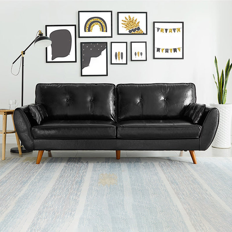 Faux Ledersofa ausgestoßen Armknopf getuftet lose Rückensofa für Wohnzimmer