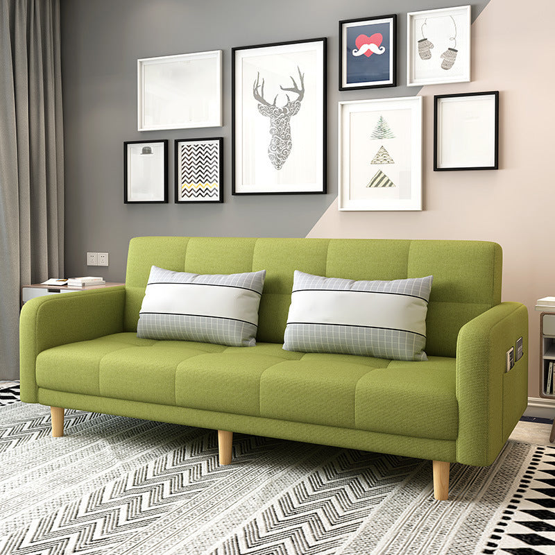 Modern Square Arm Sofa Convertible Wood Legs Biscuit Back Sofa