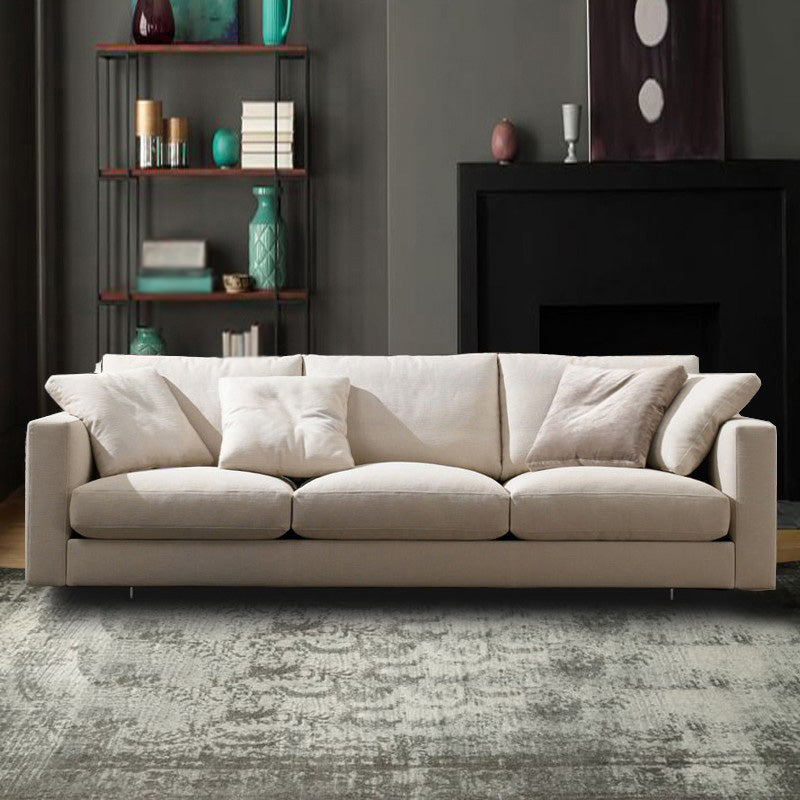 Sponge/latex Seat Filling Imitation Leather & Cotton & Linen Upholstered Rectangular Sofa