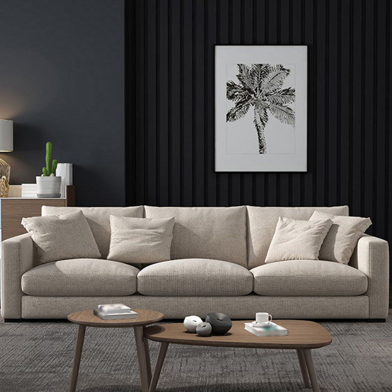 Sponge/latex Seat Filling Imitation Leather & Cotton & Linen Upholstered Rectangular Sofa