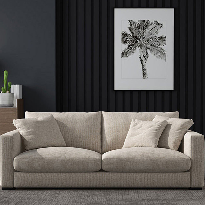Sponge/latex Seat Filling Imitation Leather & Cotton & Linen Upholstered Rectangular Sofa