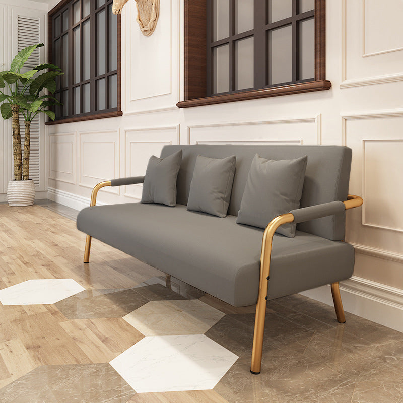 Modern Macaroon Velvet Sofa Tuxedo Arm Standard Tight Back Sofa