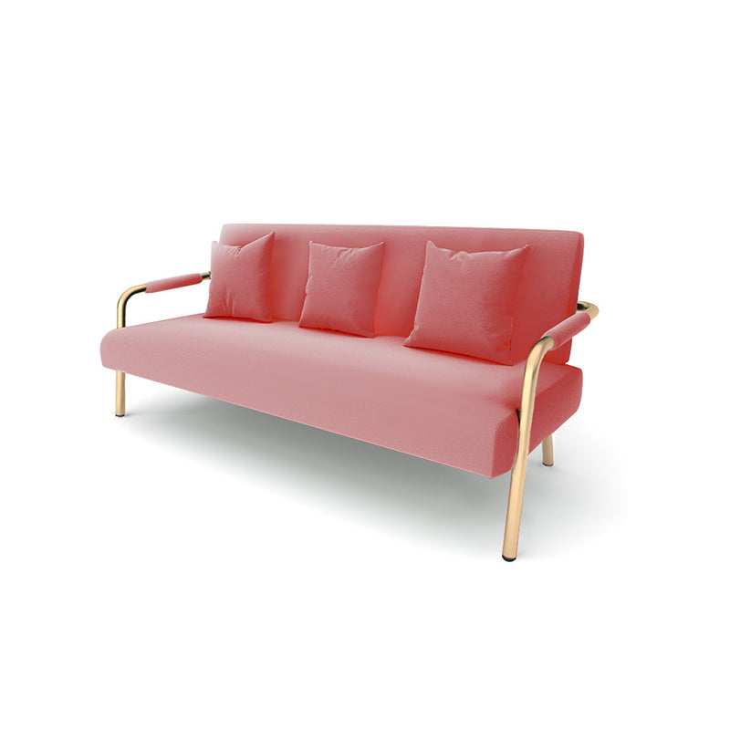Modern Macaroon Velvet Sofa Tuxedo Arm Standard Tight Back Sofa