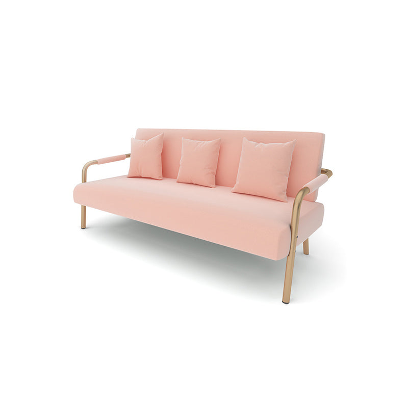 Modern Macaroon Velvet Sofa Tuxedo Arm Standard Tight Back Sofa