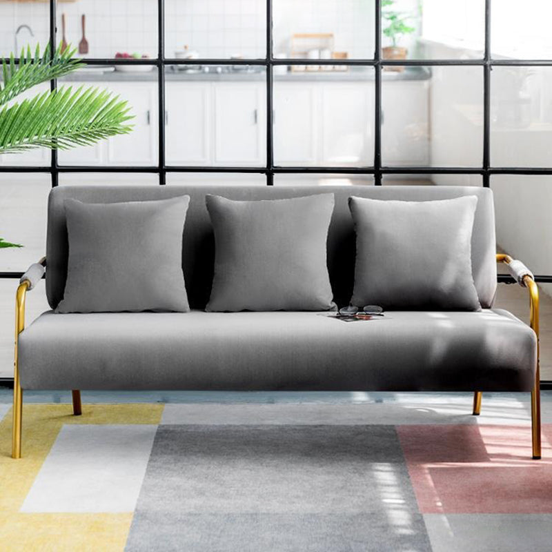 Modern Macaroon Velvet Sofa Tuxedo Arm Standard Tight Back Sofa